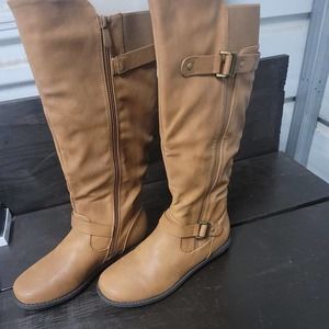 Dream Pairs Women's Solid Black Knee High Harness Riding Boots Size 8